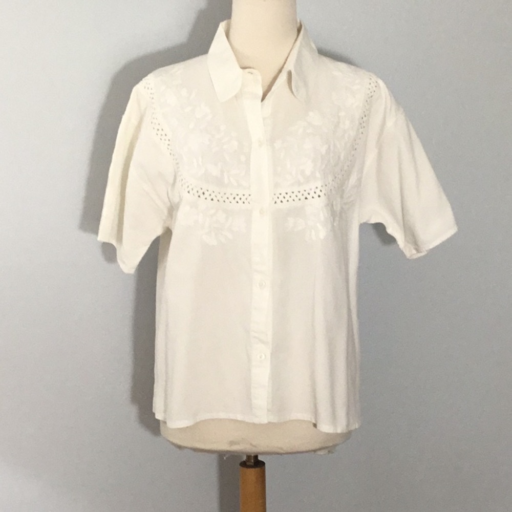 El Interior Mexican Hand Embroidered Top, sz L